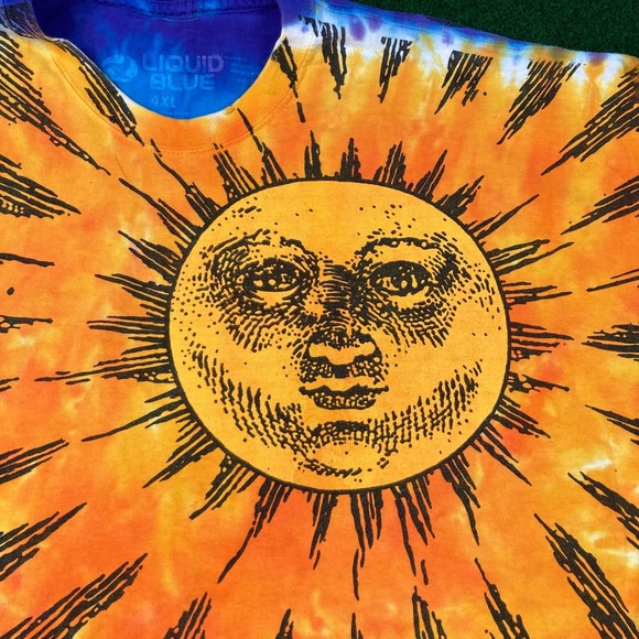 Vintage Liquid Blue Shirt Mens XXXXL 1992 Pinkerton Sun Moon All Over Print 90s - Picture 3 of 14